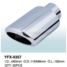 Насадка на глушитель YFX-0357/NG-MT0357 Dвх-61мм, Dвых-112*76мм, Длина-196мм, со скосом, с набивкой